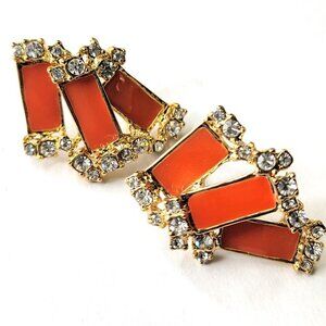 Orange Rectangle Small Earrings Mini Earrings
